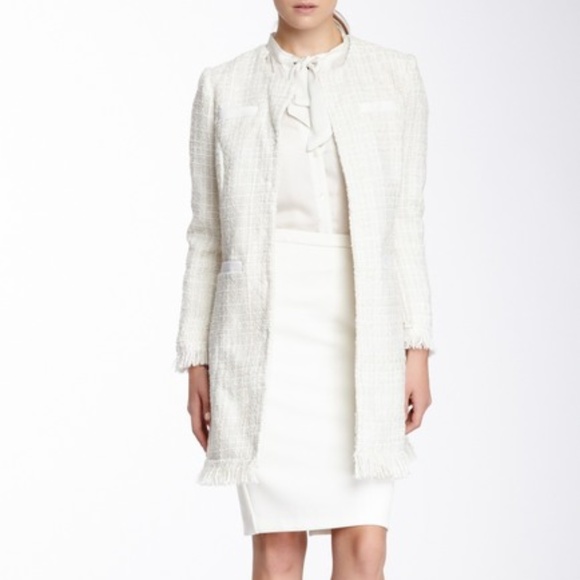 NWT Vertigo Paris Tweed Fringe Cream white Coat size XS $360 - Picture 1 of 8